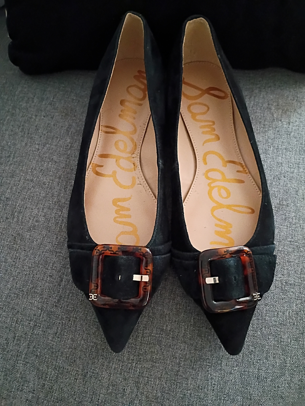 Sam Edelman Black Pointed-Toe Buckle Flats Size 7.5